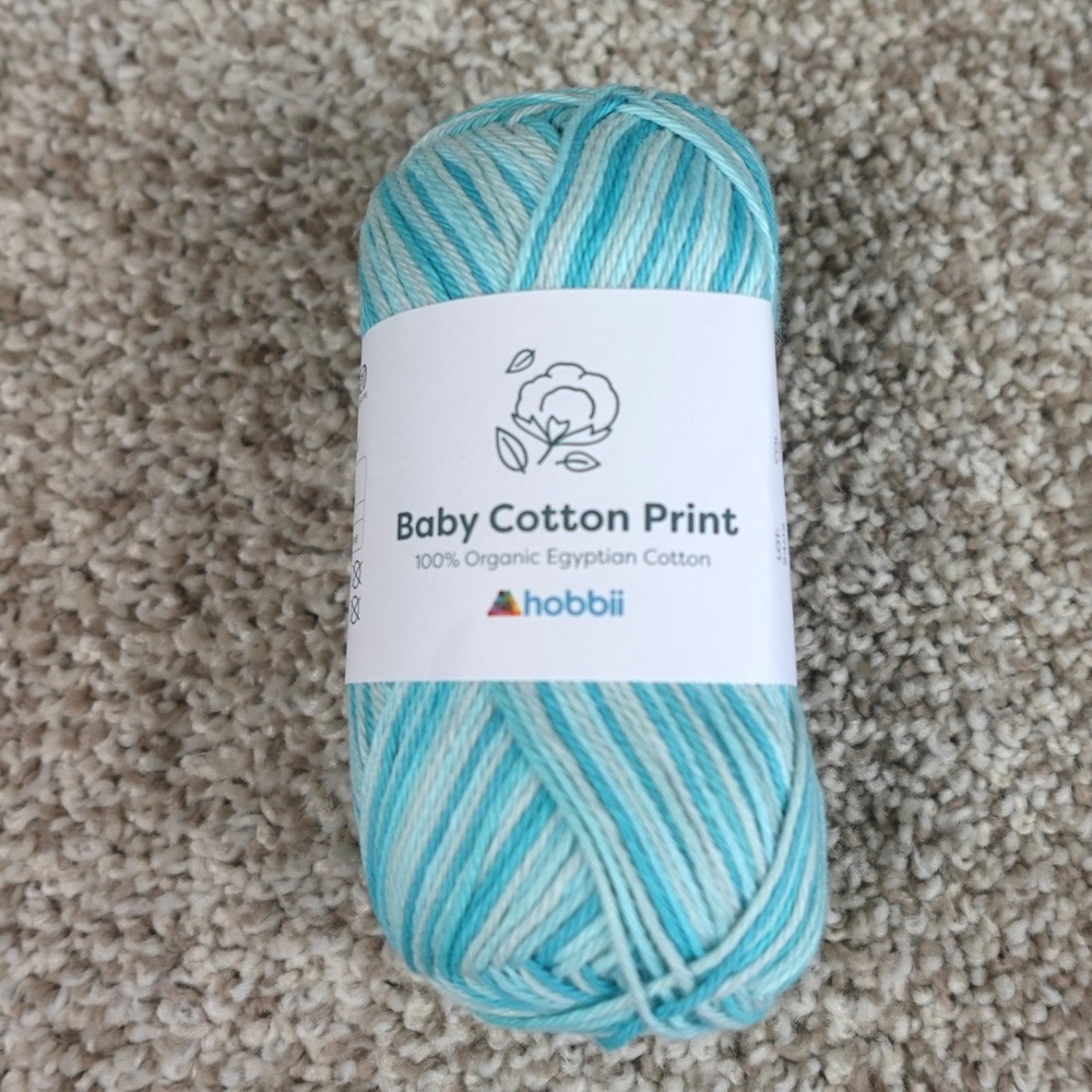 Hobbii Baby Cotton‎ Print Yarn 100% Organic Egyptian Cotton Blue Teal Color 06